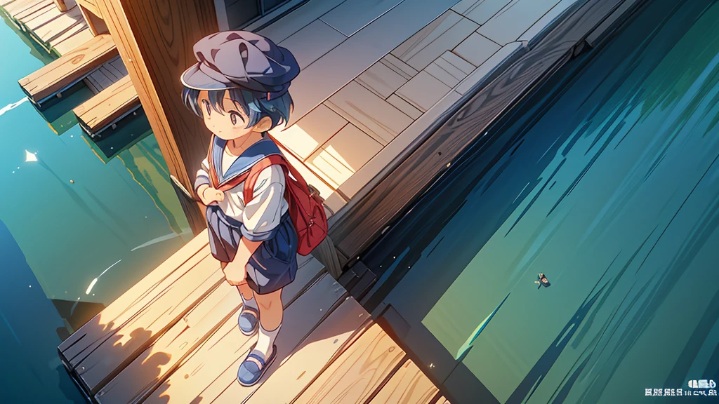 (((Mother and little boy)))、(((Highest quality、Masterpiece、Official Art、The best dynamic composition)))、Anime Style、Very detailed、8K high resolution、Holding hands and going to kindergarten with mother、The boy is carrying a rectangular yellow bag over his shoulder.、Navy blue sailor suit and navy blue shorts、White socks、Diamond Hat、