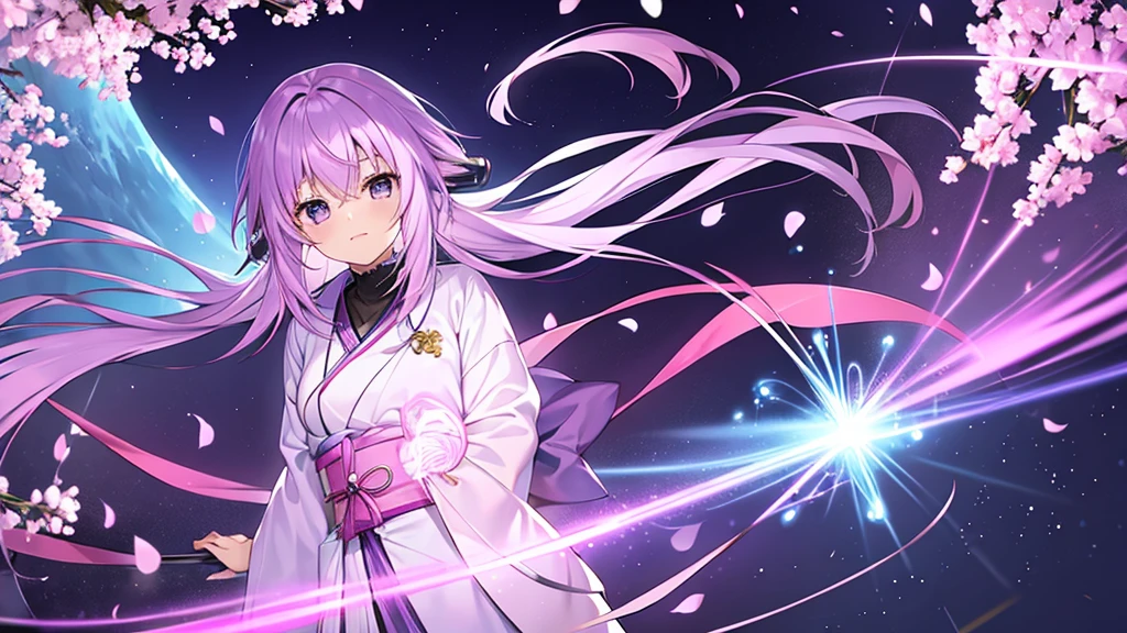 woman　clear　Light purple hair　　kimono　　Anime Style　　science
