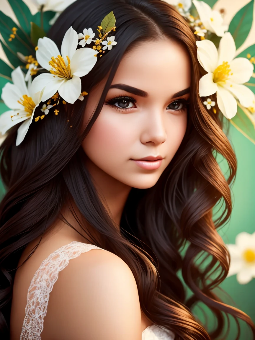 beautiful young woman, Woman with a fan and a flower in her hair, detailed portrayal, stunning face portrait, extremely detaild, high détail, belo detailed portrayal, detailed portrayal de beleza, detailed portrayal do personagem