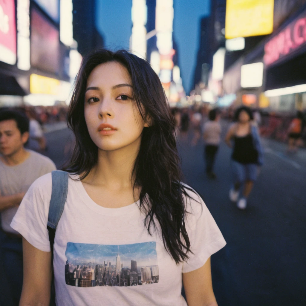 xxmixgirl,1 female detailed face time square detailed background  surreal cyberpunk shadow (lofi, analogue) dramatic lighting by Bill Sienkiewicz ( SimplepositiveXLv1:0.7), wet tshirt look sexy, splash detailed, kodak film by Brandon Woelfel Ryan McGinley, normal breasts, normal hips, Long Hair, High resolution, masterpiece, election of nipples, see-through nipples,High resolution, Anatomically correct, Ultra high definition, 