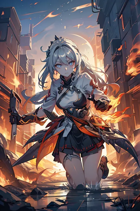 1 girl, kiana, is a fiery and fierce warrior, known for her striking appearance and unmatched combat skills. she is often surrou...