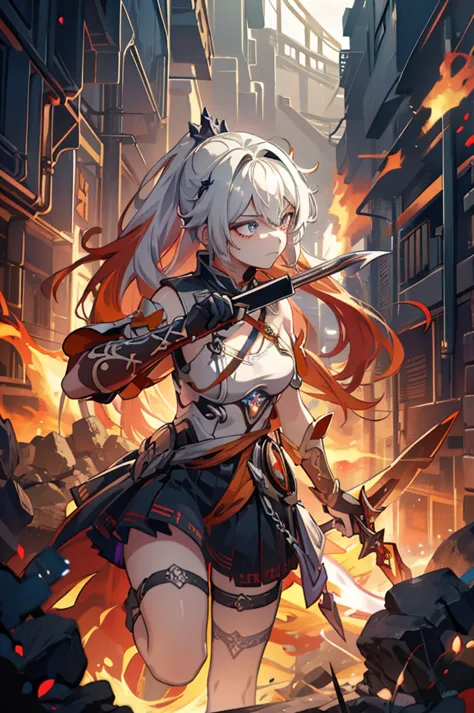 1 girl, kiana, is a fiery and fierce warrior, known for her striking appearance and unmatched combat skills. she is often surrou...