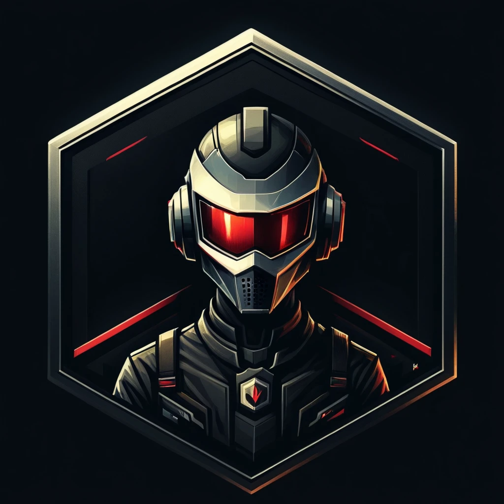 Badgetype,solo badge,counter strike2 type badge,solo,looking at viewer,red eyes,1boy,male focus,no humans,mask,glowing,black background,portrait,straight-on, daft punk, simple background