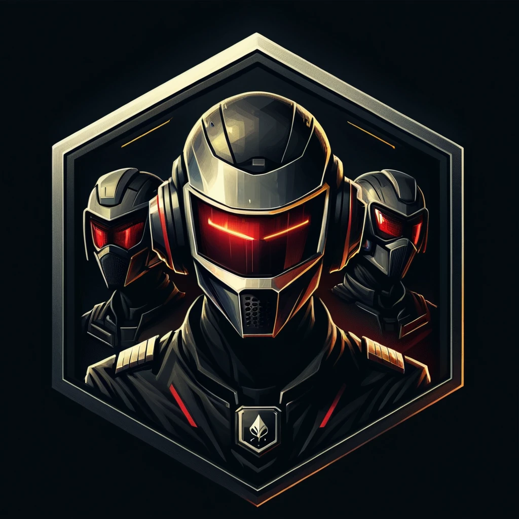 Badgetype,solo badge,counter strike2 type badge,solo,looking at viewer,red eyes,1boy,male focus,no humans,mask,glowing,black background,portrait,straight-on, daft punk, simple background