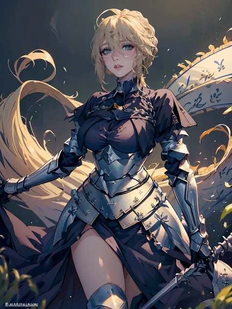 artoria lancer, mulher madura, elegante, cabelo loiro, olhos verdes, curvilíneo, coroa, ombro nu, tronco, resolução 4k, alta qua...