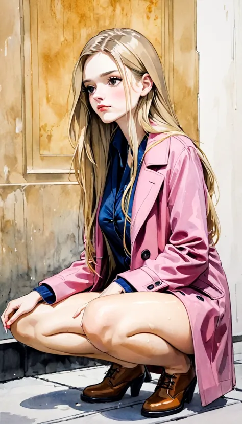 beautiful detailed [photo:illustration:0.9], 1girl, pink long hair, mackintosh coat, best quality, realistic, modern style, thic...