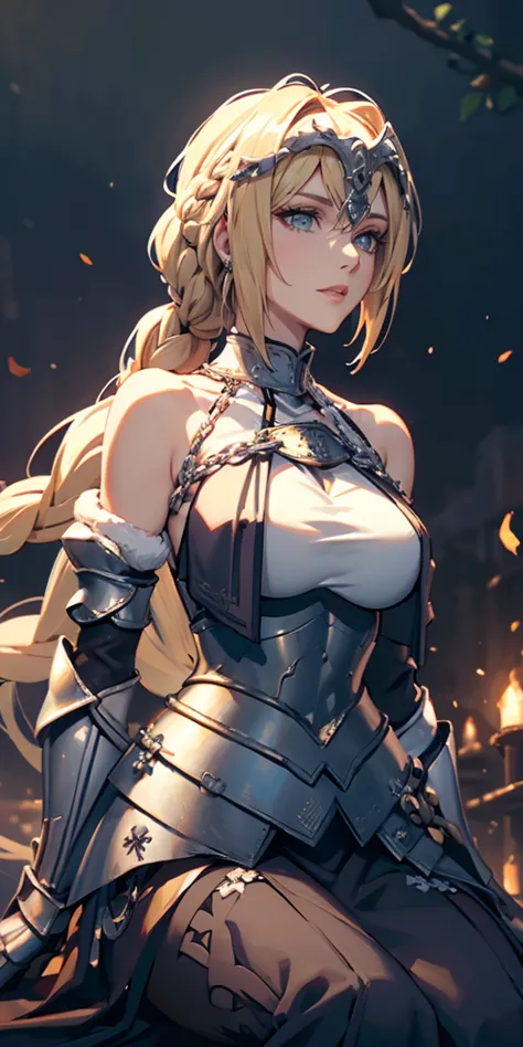 artoria lancer, mulher madura, elegante, cabelo loiro, olhos verdes, curvilíneo, coroa, ombro nu, tronco, resolução 4k, alta qua...