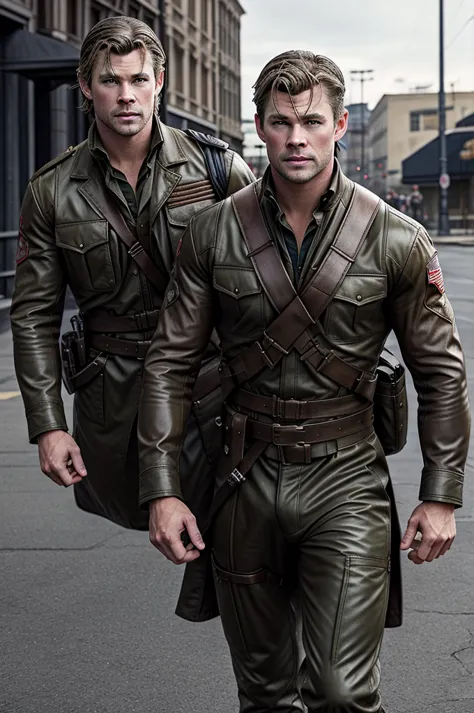 illustration in leyendecker style  : chris hemsworth paratrooper and parahute