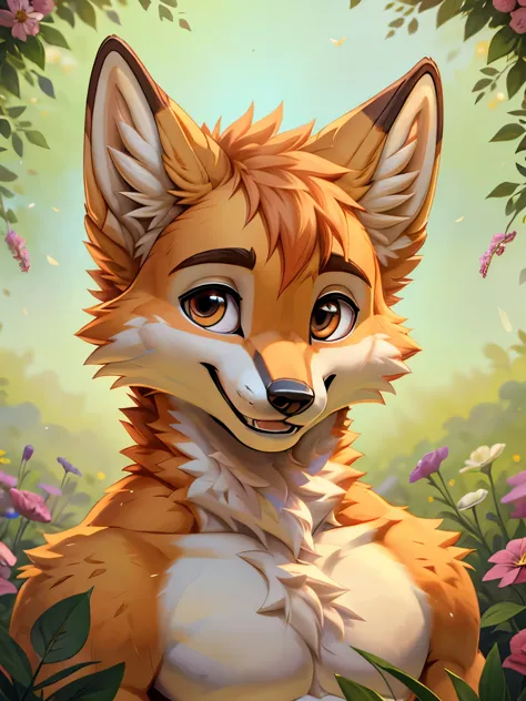 ((best quality)), ((masterpiece)), (detailed), 1boy, male, happy pose, very happy look, fluffy fur, fox, complete head portrait ...