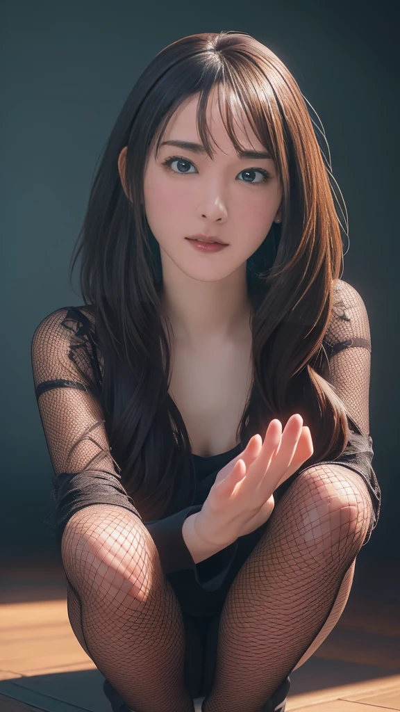 squat,Spread your legs,Leg spread(Random Hairstyles),(Best image quality,(8k),Ultra-realistic,最high quality, high quality, High resolution, high quality texture,Attention to detail,Beautiful details,Fine details,Highly detailed CG,Detailed Texture,Realistic facial expression,masterpiece,Presence)nude,Fishnet tights,High heels