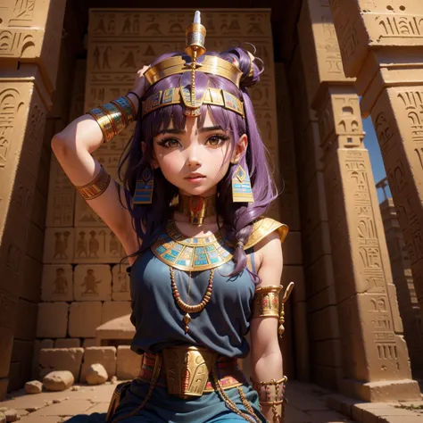 cute ancient egyptian princess、colorful temples of ancient egypt、the colorful streets of ancient egypt