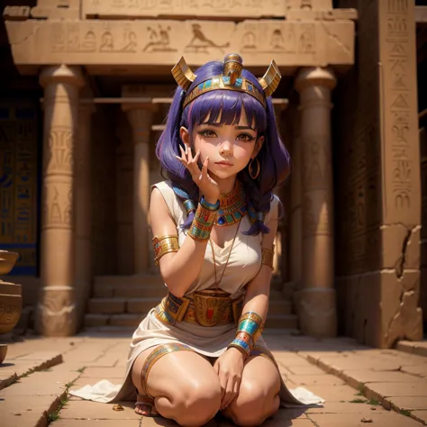 cute ancient egyptian princess、colorful temples of ancient egypt、the colorful streets of ancient egypt