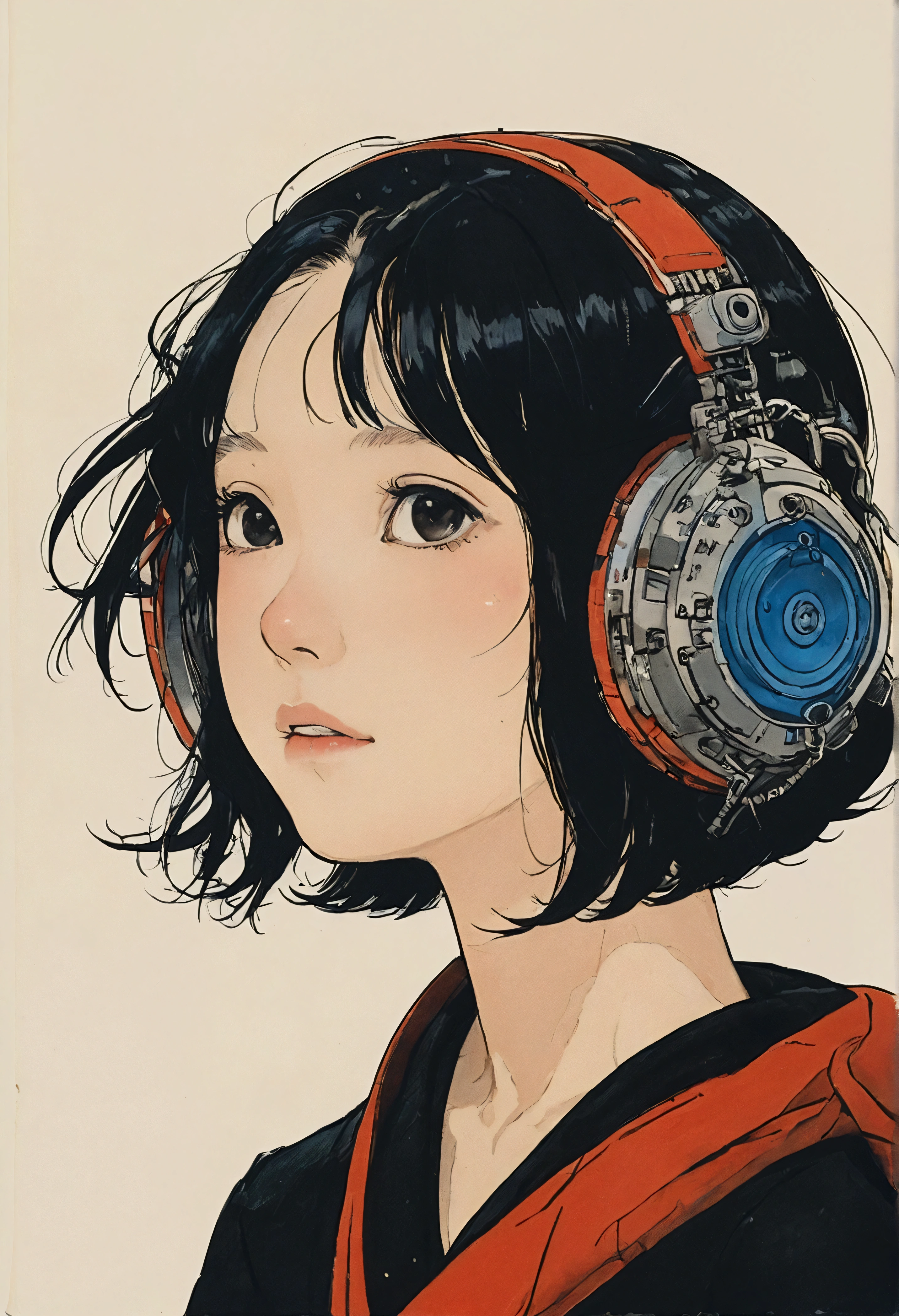 월드 트리거、The Style of Kawanabe Kyosai、소녀、트리거 켜기、흑발