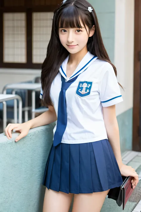 Japanese,  18 years old ,  pretty, girl, high school student、uniform、summer