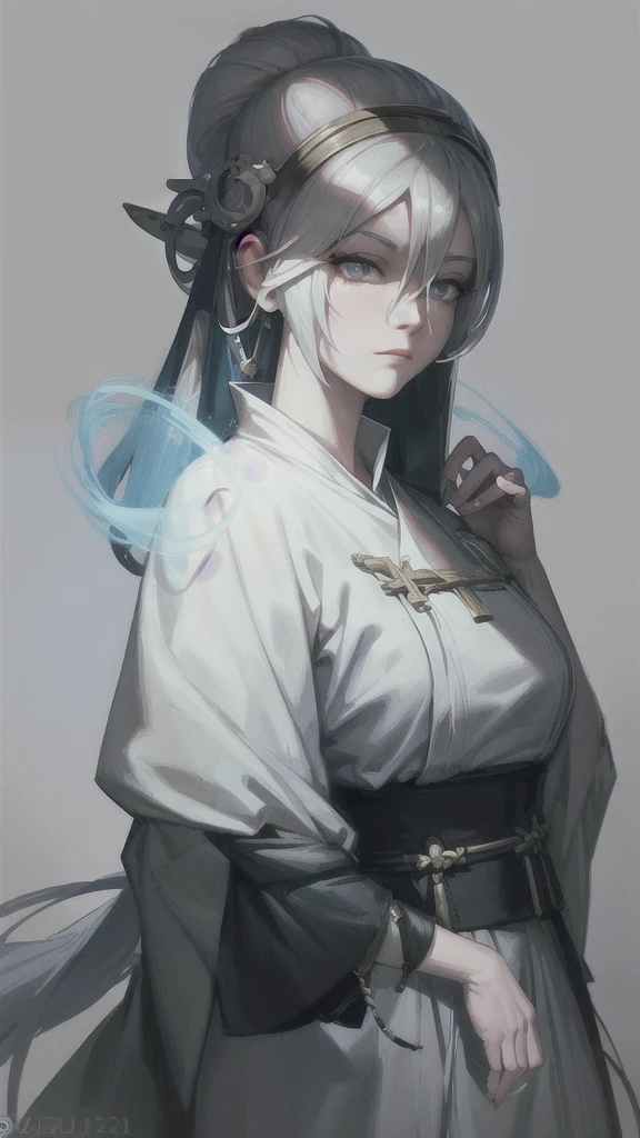 a close up of a woman with white hair and a white mask, beautiful character painting, guweiz, artwork in the style of guweiz, white haired deity, by Yang J, epic exquisite character art, stunning character art, by Fan Qi, by Wuzhun Shifan, guweiz on pixiv artstation