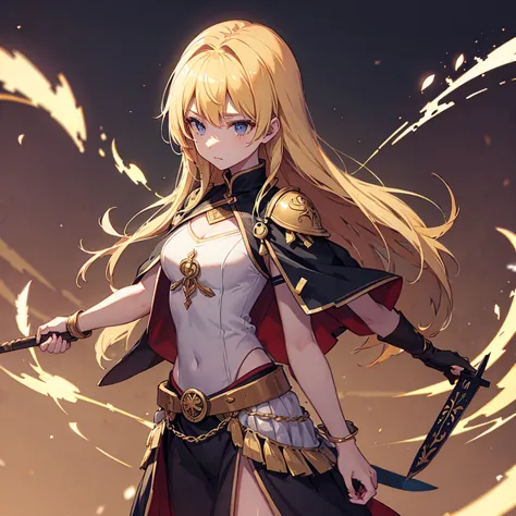 Kizi, アニメ, blonde, short-hair, warrioress, wooden sword, wooden shield, roupa de warrioress