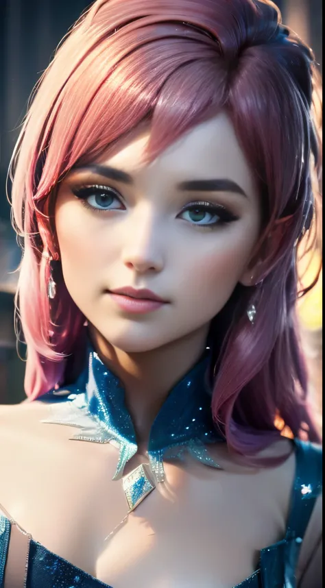 (komi-san-elsa frozen disney  mezclando modelos .) (ultra fusion of white and pink hair) highly detailed cg unity 8k wallpaper, ...