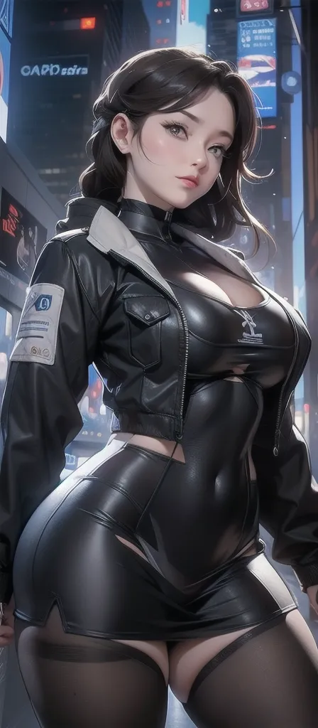 a cartoon of a woman in uniform in a city, melhor papel de parede de anime 4k konachan, cyberpunk anime digital art, anime style...