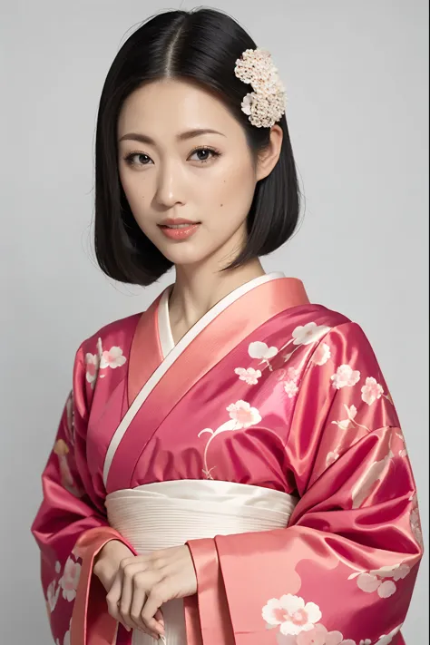 pink kimono, geisha hairstyle, japanese geisha, photographic portrait of a geisha, geisha make-up, beautiful geisha, traditional...