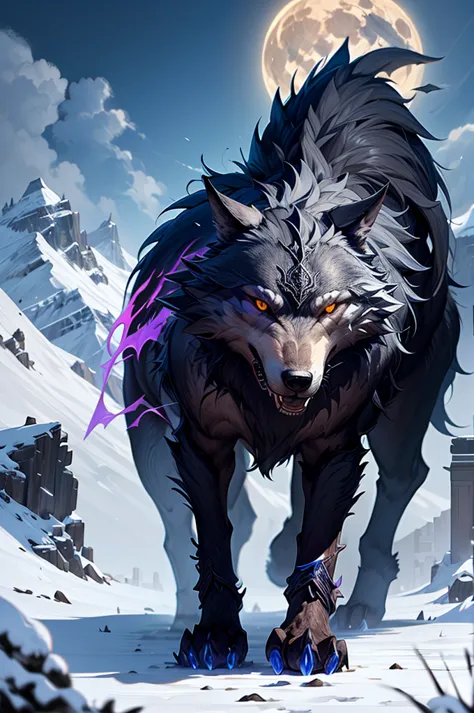 giants wolf, fenrir, norse myhology, purple wolf, powerfull wolf, wolf