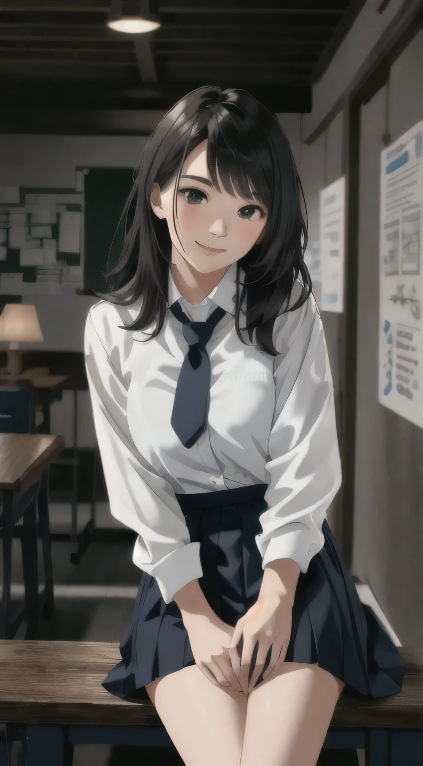 (masterpiece), (full body:1.3), (best quality:1.0), (ultra highres:1.0), (detailed face, detailed skin, ray tracing, subsurface scattering:1.1), smile, looking at viewer, (1girl, 24 years old:1.2), (pleated blue school skirt:1.3), acjc, (sgrean:1.2),  (blue neck tie,  see through shirt:1.1), school crest on uniform shirt, 8K, 8k  uhd, dslr, Nikon Z9, soft lighting, high quality, film grain, ((cinematic look)), soothing tones, insane details, intricate details, hyperdetailed, epic realistic, real picture, intricate details, ultra-detailed, ultra highres, depth field,(photorealistic,realistic:1.2),best quality, realistic, photorealistic, (intricate details:1.2), (delicate detailed), (cinematic light), clear line, sharp focus, realistic face, detailed face unity 8k wallpaper, ultra high res, (photorealistic:1.4)