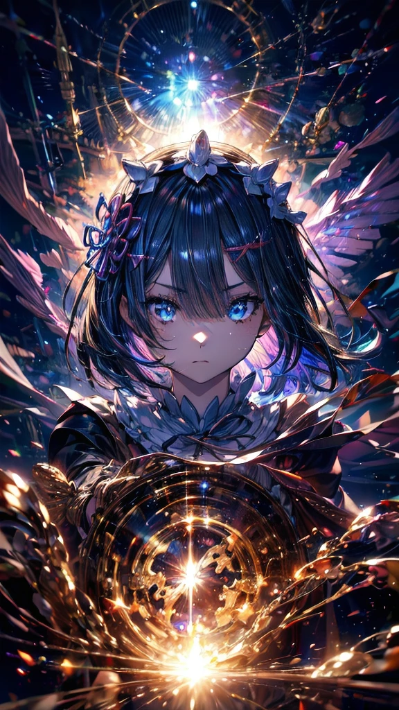 (Highest quality),(masterpiece), 8k,Very detailed, Detailed light, Best Shadow,Detailed reflective eyes, Beautiful Eyes, Very detailedな顔,Shiny Hair,2 people,Gloss,semi-long,enchanting,Expressionless,Quiet anger,whole body,front,Re:Zero,darkness,face is dirty for painting,Dynamic Angle,Lock,