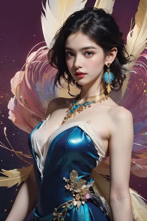 (Fashion Model)、Natural standing posture、bust、Beautiful Face、Beautiful hairstyle、short hair, Small breasts, Exposing shoulders, ...