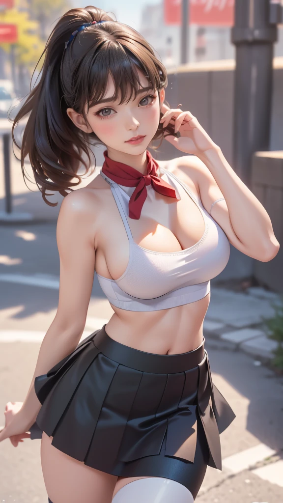 (random poses:1.2),military uniform,mini skirt,Panty stocking,(Thin type:1.8),(big breasts:1.5),(random hairstyle),(Highest image quality,(8K), Ultra-realistic, Best Quality, High quality, High Definition, high quality texture, high detailing, Beautiful detailed, fine detailed, extremely details CG, Detailed texture, realistic representation of face, masterpiece, presence)