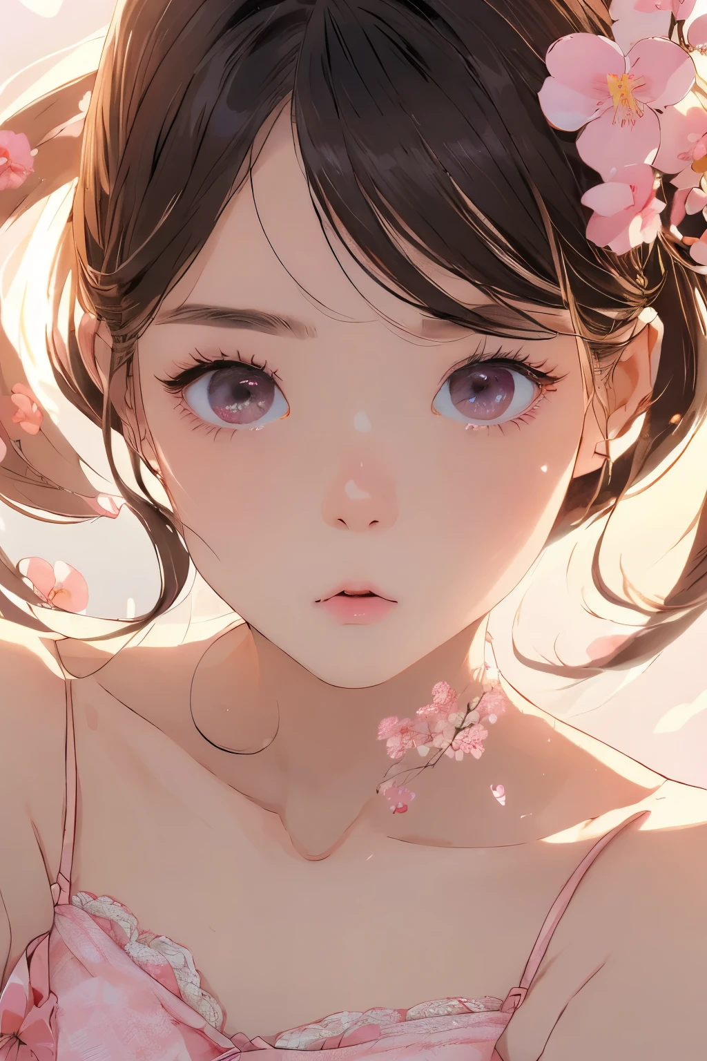 Beautiful and attractive Japanese women、Half-body photo、Delicate and sexy collarbone、Attractive oval face、double eyelid、Bright peach blossom eyes、Pink Lips、Small Nose、Bare shoulders、Concentrated face、Face close-up、Ultra-high resolution、Super detailed、Graceful posture、Bunny girl、