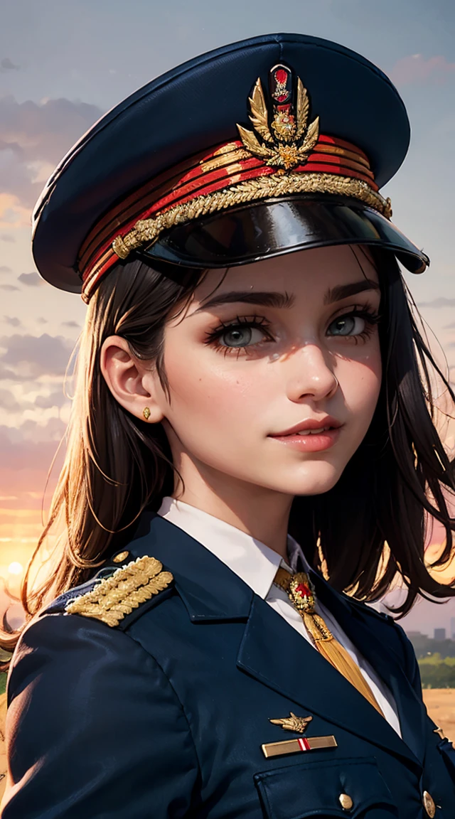 light smile, glowing skin, better quality, illustration, (realistic:1.4) 인도 여성 soldier, indian female officer, soldier, military uniform