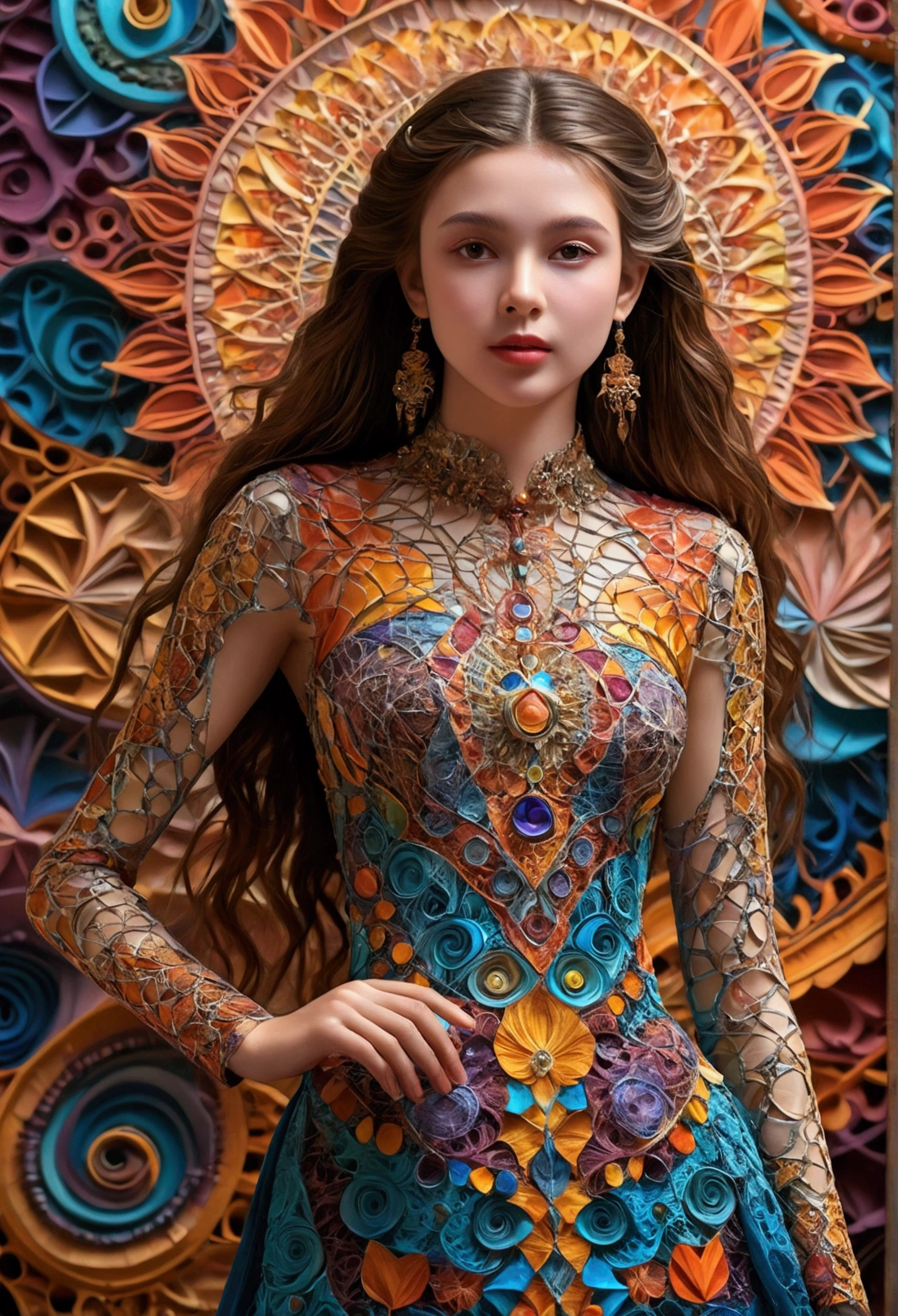 (masterpiece, top quality, best quality, official art, beautiful and aesthetic:1.2), (1girl:1.3), extremely detailed,(fractal art:1.2),colorful,highest detailed,(zentangle:1.2), (dynamic pose), (abstract background:1.5), (treditional dress:1.2), (shiny skin), (many colors:1.4), upper body