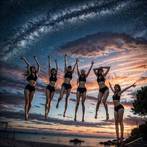  Masterpiece of ProfessionalPhoto ((ExtremelyDetailed (12 PICHIPICHI KAWAII Girls Floating in The Air in a row:1.37) in WHITE at...