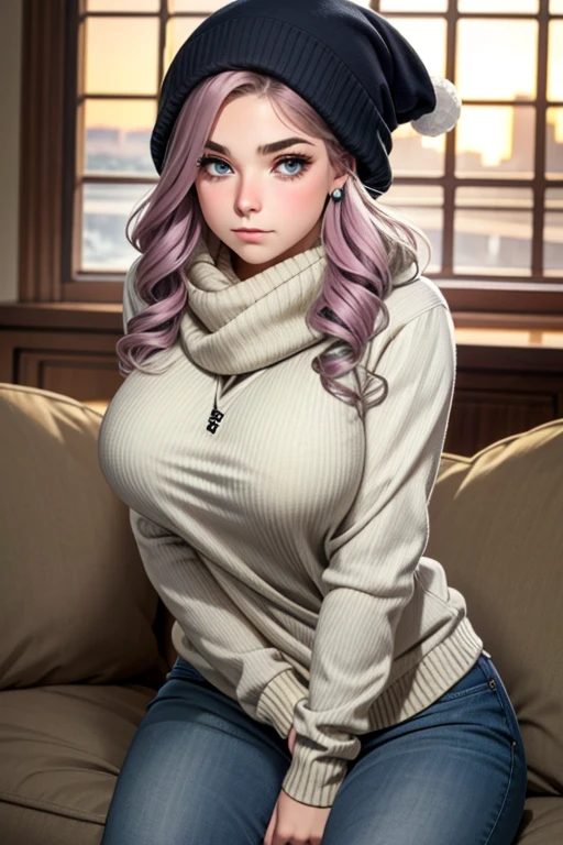 Beautiful 1 girl hair. Short castle light eyes firm body perfect breasts hoodie sweater scarf winter hat short jeans long stockings angry face blushing blushing cheek 