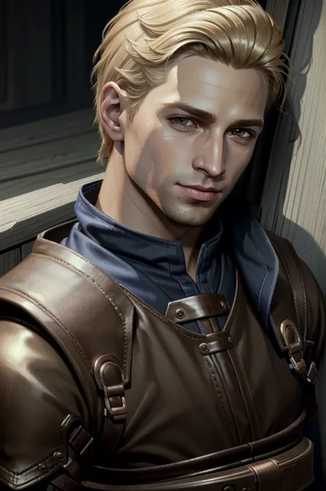 ((ultra detailed, masterpiece, best quality))
 daalistair, 1boy, solo, blonde hair, brown eyes, portrait