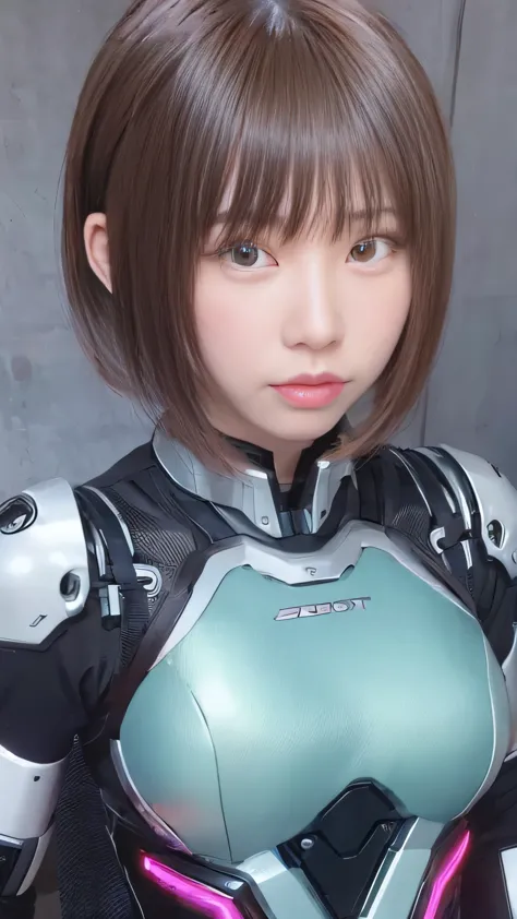 ((((alone:1.6))))、Girl in futuristic white shiny heavy armored robot suit takes photo、perfect android girl, Female cyborg body, ...