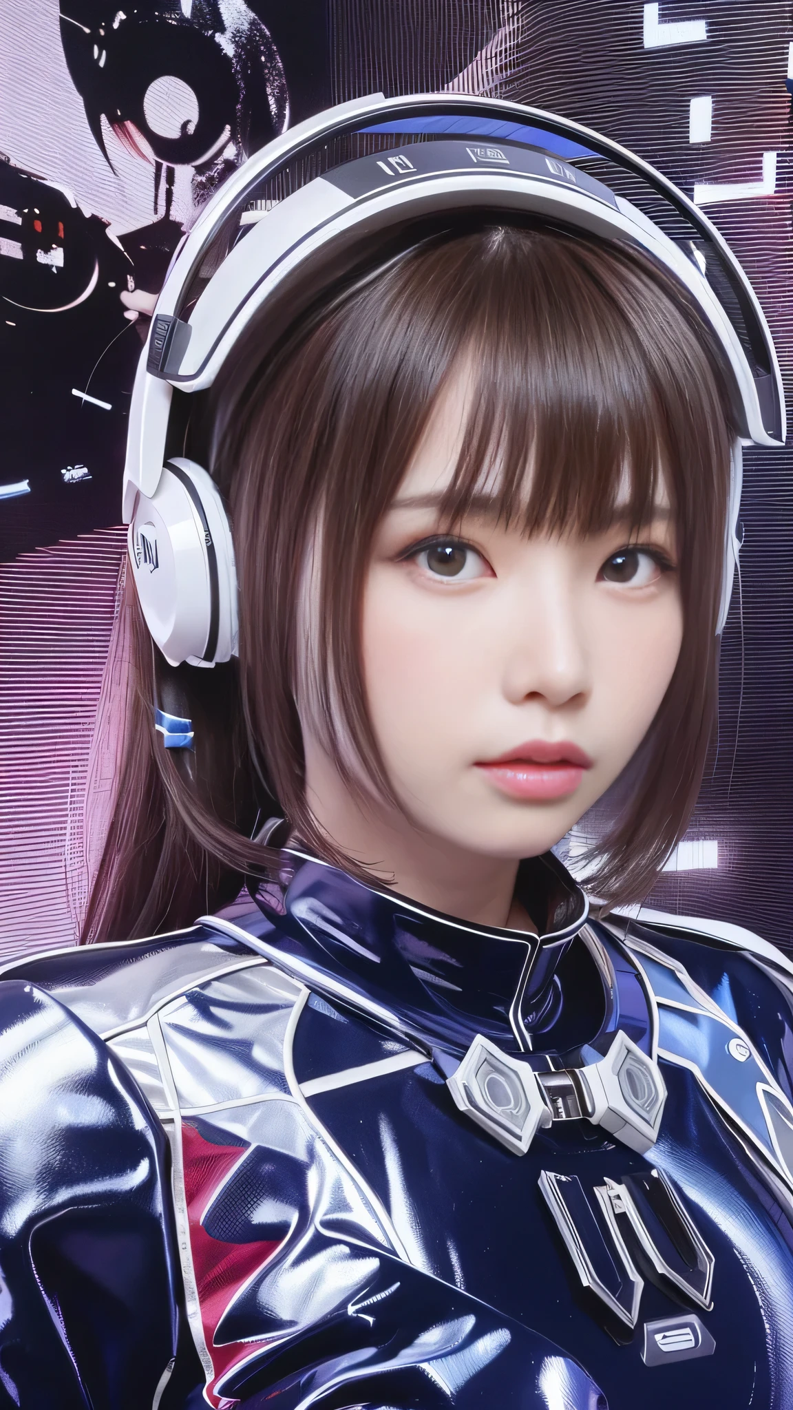 Woman in futuristic costume holding a futuristic helmet and a futuristic sword, Trending on cgstation, Trending on cgstation, Portrait of a girl in the Knights of the Zodiac, Cute Cyborg Girl, Perfect android girl, Portrait Anime Astronaut Girl, Beautiful girl cyborg, Girl wearing mecha cyber armor, Game CG, cgsociety と fenghua zhong, Beautiful Cyborg Shrine Maiden,１One screen、Only one person、Enako