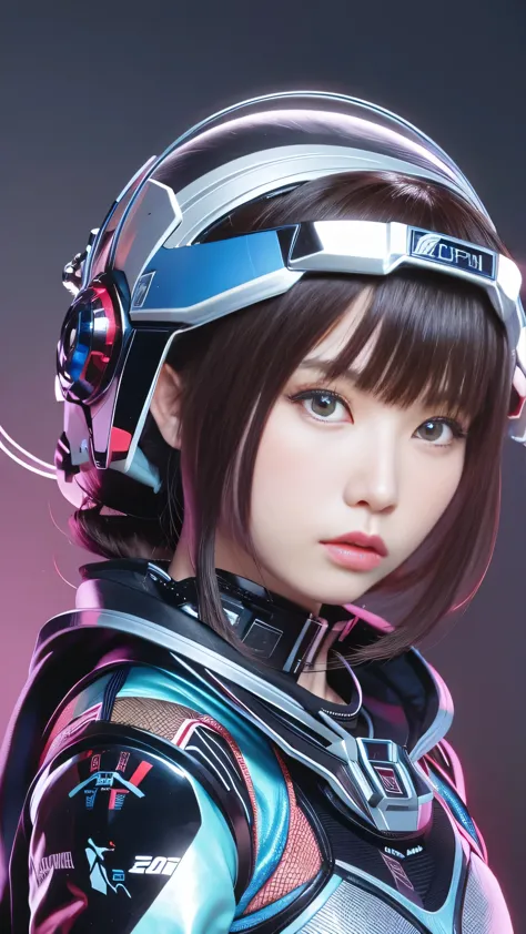 Woman in futuristic costume holding a futuristic helmet and a futuristic sword, Trending on cgstation, Trending on cgstation, Po...