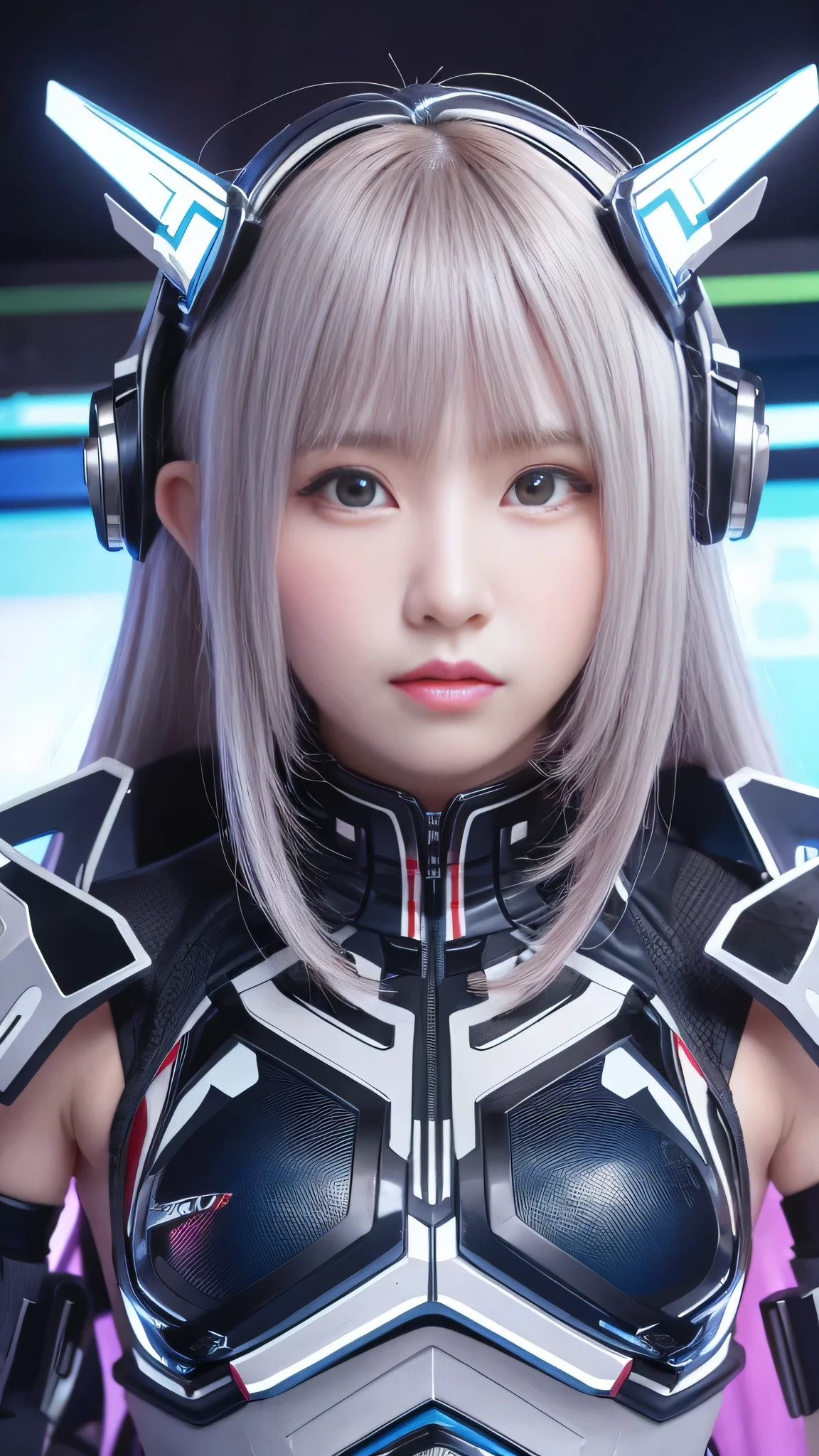 Woman in futuristic costume holding a futuristic helmet and a futuristic sword, Trending on cgstation, Trending on cgstation, Portrait of a girl in the Knights of the Zodiac, Cute Cyborg Girl, Perfect android girl, Portrait Anime Astronaut Girl, Beautiful girl cyborg, Girl wearing mecha cyber armor, Game CG, cgsociety と fenghua zhong, Beautiful Cyborg Shrine Maiden,１One screen、Only one person、Enako、Full Body Shot