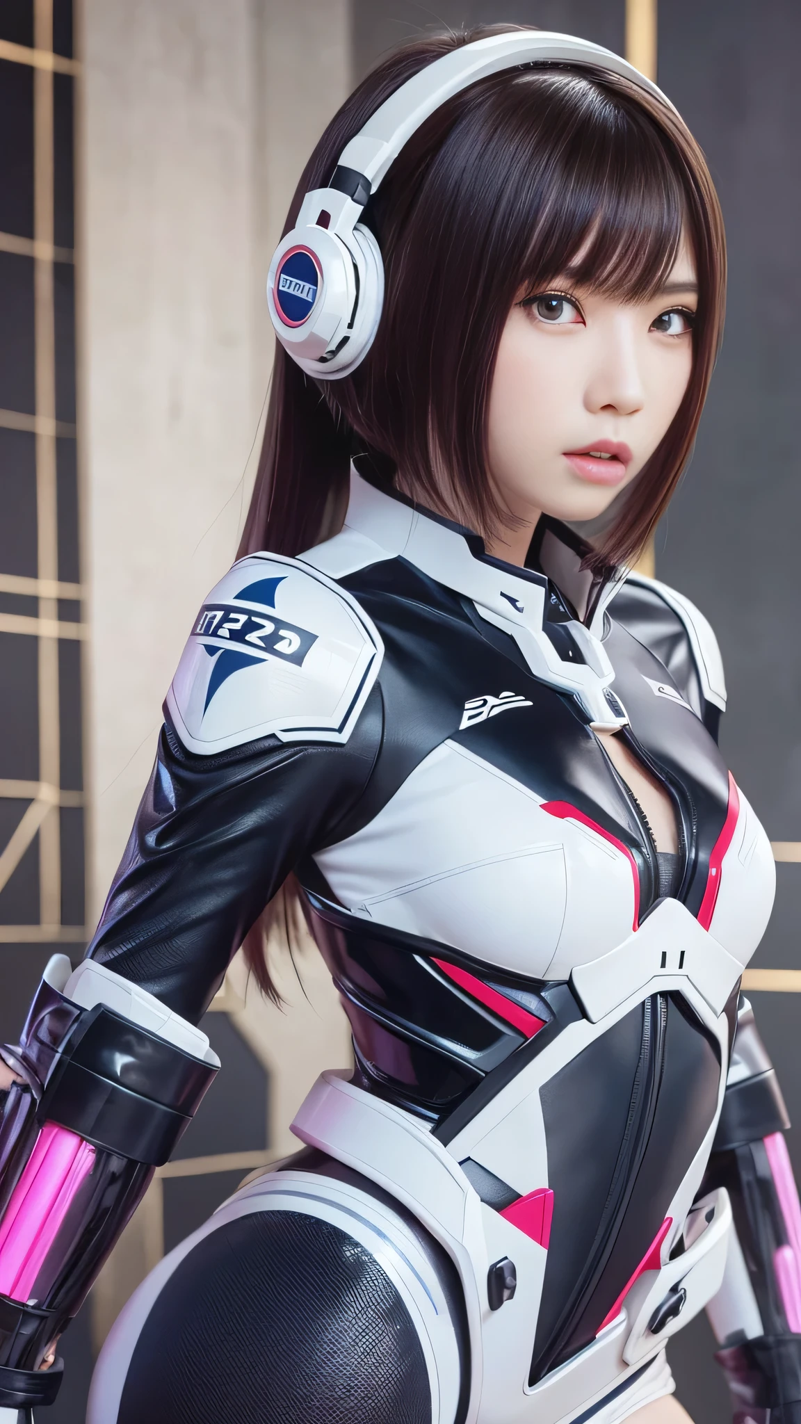 Woman in futuristic costume holding a futuristic helmet and a futuristic sword, Trending on cgstation, Trending on cgstation, Portrait of a girl in the Knights of the Zodiac, Cute Cyborg Girl, Perfect android girl, Portrait Anime Astronaut Girl, Beautiful girl cyborg, Girl wearing mecha cyber armor, Game CG, cgsociety と fenghua zhong, Beautiful Cyborg Shrine Maiden,１One screen、Only one person、Enako、Full Body Shot