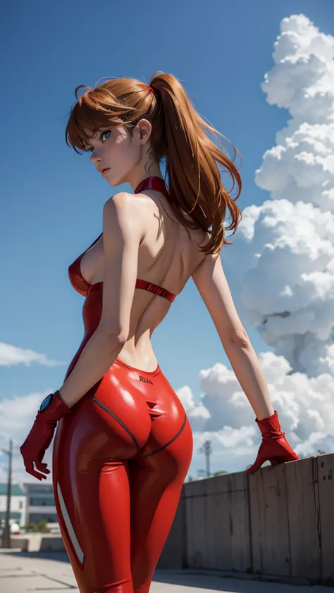 asuka langley soryu, neon genesis evangelion anime, sexy girl, semidesnuda, nacionalidad alemana, poderosa, classic red costume,...