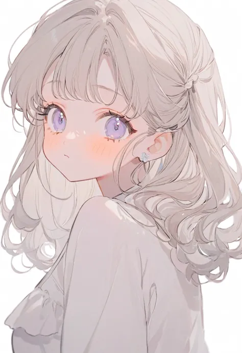 soft line, cute girl, image of 🤍໒꒱·̩͙ , white background