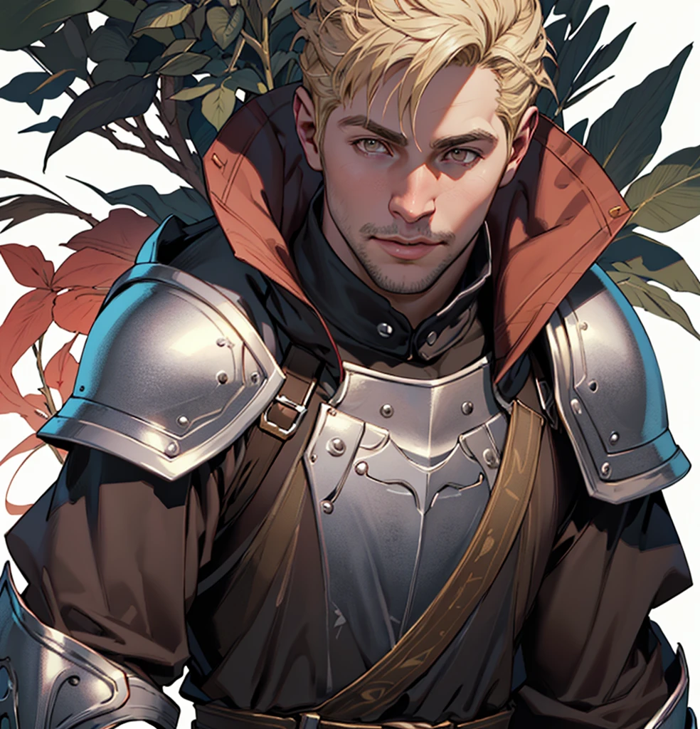 (Highest quality, masterpiece, Very detailedな, Very detailed, Exquisite, 16K,Full HD),No text,Golden Hair,Cullen,male、White background,dragonage black shoulder armor