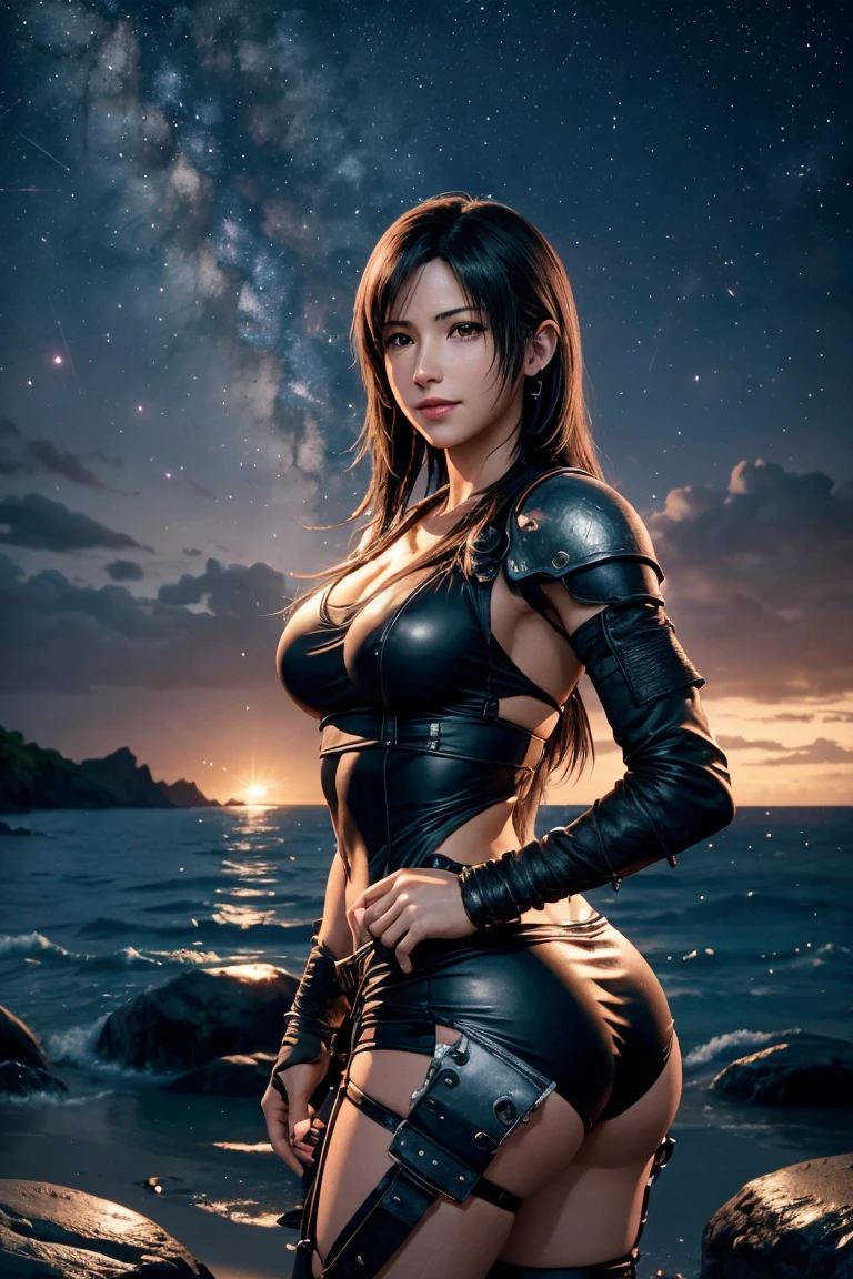 Le meilleur,Tifa,Tifa･Lockhart,fantaisie finale 7,ff7,Photoréaliste,Ultra HD,Haute qualité,chef-d&#39;œuvre,Reflex numérique,Détails détaillés,détails complexes,Base anatomique,Représenté en détail,Un visage détaillé,texture de peau réaliste,détails vifs,Anatomie parfaite,Anatomie parfaite,Main anatomiquement correcte,doigts anatomiquement corrects,Super détail,Pose sexy complexe rendue en 3D,maillots de bain,mouillé,beau ciel nocturne,De belles plages,ciel étoilé fantastique,Vision du monde fantastique,pittoresque,Lèvres roses,sourire,Égayez votre expression,faire demi-tour,Extraire,