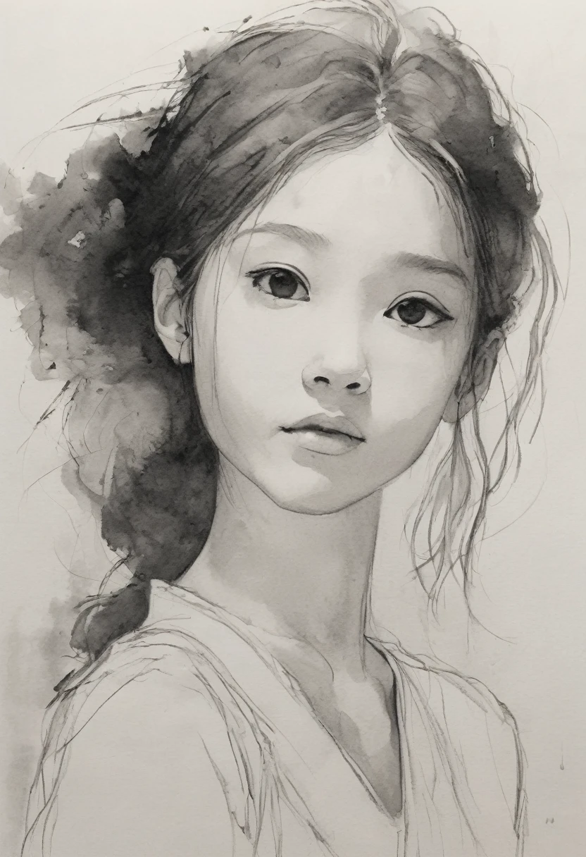 (Highest quality, High resolution, masterpiece:1.2), Very detailed, Actual:1.37, Black ink sketch, Smooth lines, Expressive facial expressions and gestures, Simple Background, emphasize light and shadow and spatial perception, Plenty of negative space, Young girl.Ink portrait,Smooth lines,Sharp Eyes、Vulpix、Subtle emotions,Ink strength comparison,Simple Background,emphasize light and shadow,wide々it was,Plenty of negative space,Delicate yet fascinating details,pastel colour,Calm and introspective,A graceful gesture,Gentle movements,Calm and innocent,Elegant Whisper,quiet and elegant,The Shining,Sublime Beauty,Vector illustration,Black and White,Natural and organic,nourish、Calming the mind,Sublime simplicity,Great charm.