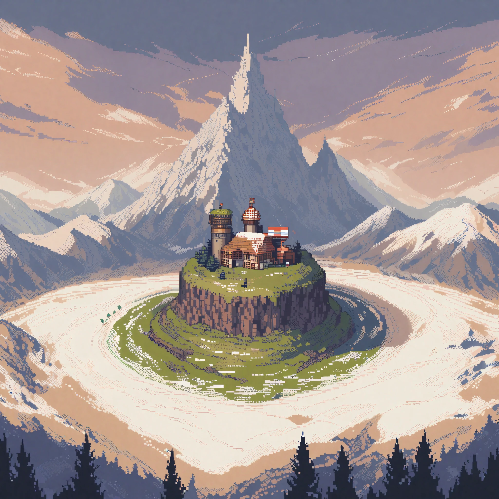 (masterpiece, best quality:1.2), Pixel Art,Land Space，Snowfield