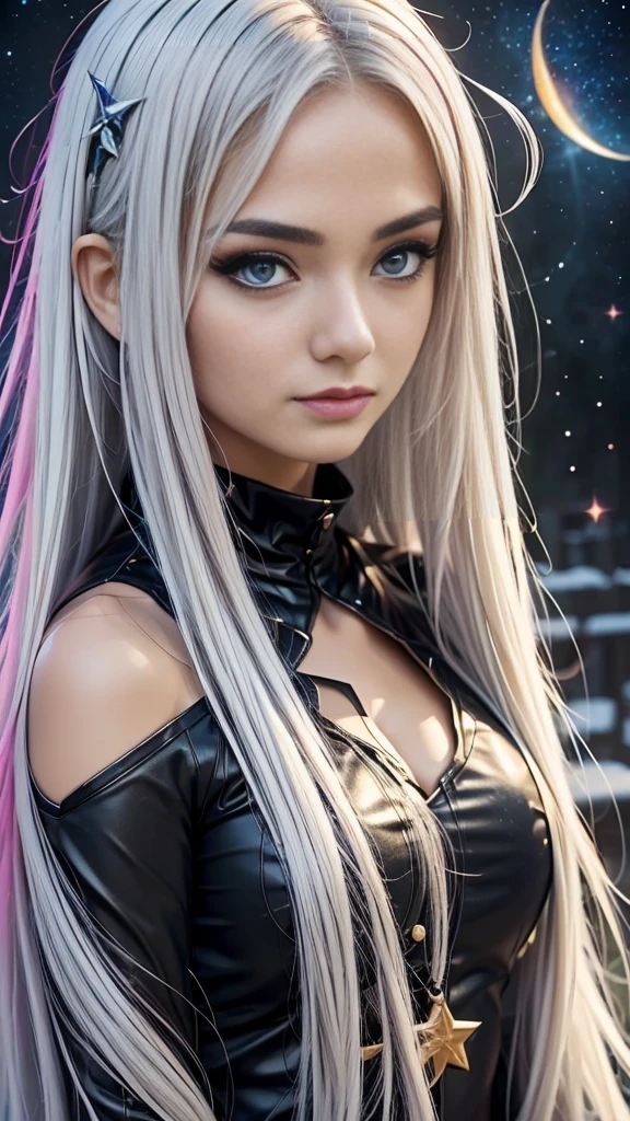 anime girl with long white hair and a звезда in her hair, беловолосое божество, Аниме девушка с космическими волосами, звезда(небо) звездаry_небо, аниме-изображение милой девушки, всплеск арт аниме , белая светящаяся аура, Девушка с белыми волосами, Эфирное аниме, akasuki voidзвезда, небесная аура, ночной клуб, аниме Мо артстиль