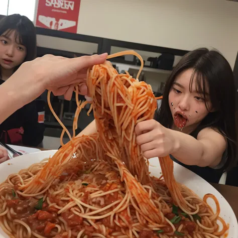 Accurately detailed Supergirl、Beautiful Hair、Accurate Supergirl costume、1/6th scale adult figure、(((A huge amount of spaghetti-like tentacle figures)))、Spaghetti-like tentacles wrap around the entire body、(Vomiting spaghetti chunks:1.8)、