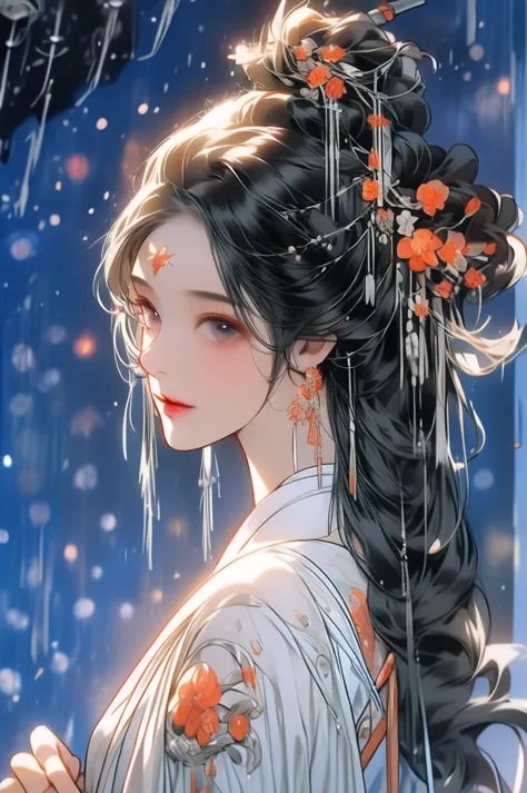 black hair, immortal, beauty, royal sister, stepmother, taoist robe, phoenix coronet, hair bunch