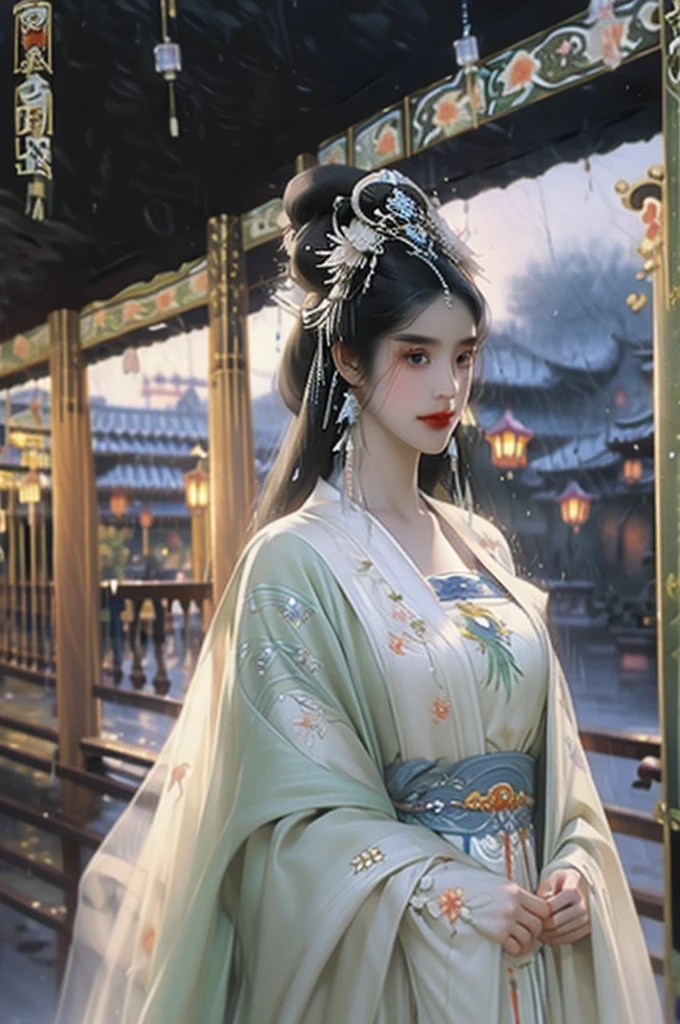 Black Hair, Immortal, Beauty, Royal sister, Stepmother, White Taoist robe, Phoenix Coronet, Hair Bunch