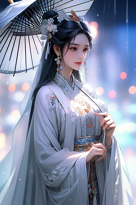 black hair, immortal, beauty, royal sister, stepmother, white taoist robe, phoenix coronet, hair bunch